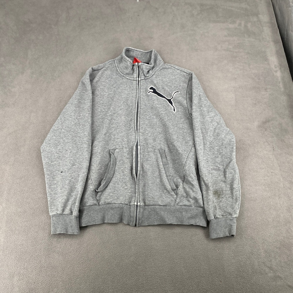 Puma Mens Full Zip Track Jacket Heather Gray Embroidered Logo Size XL RN62200
